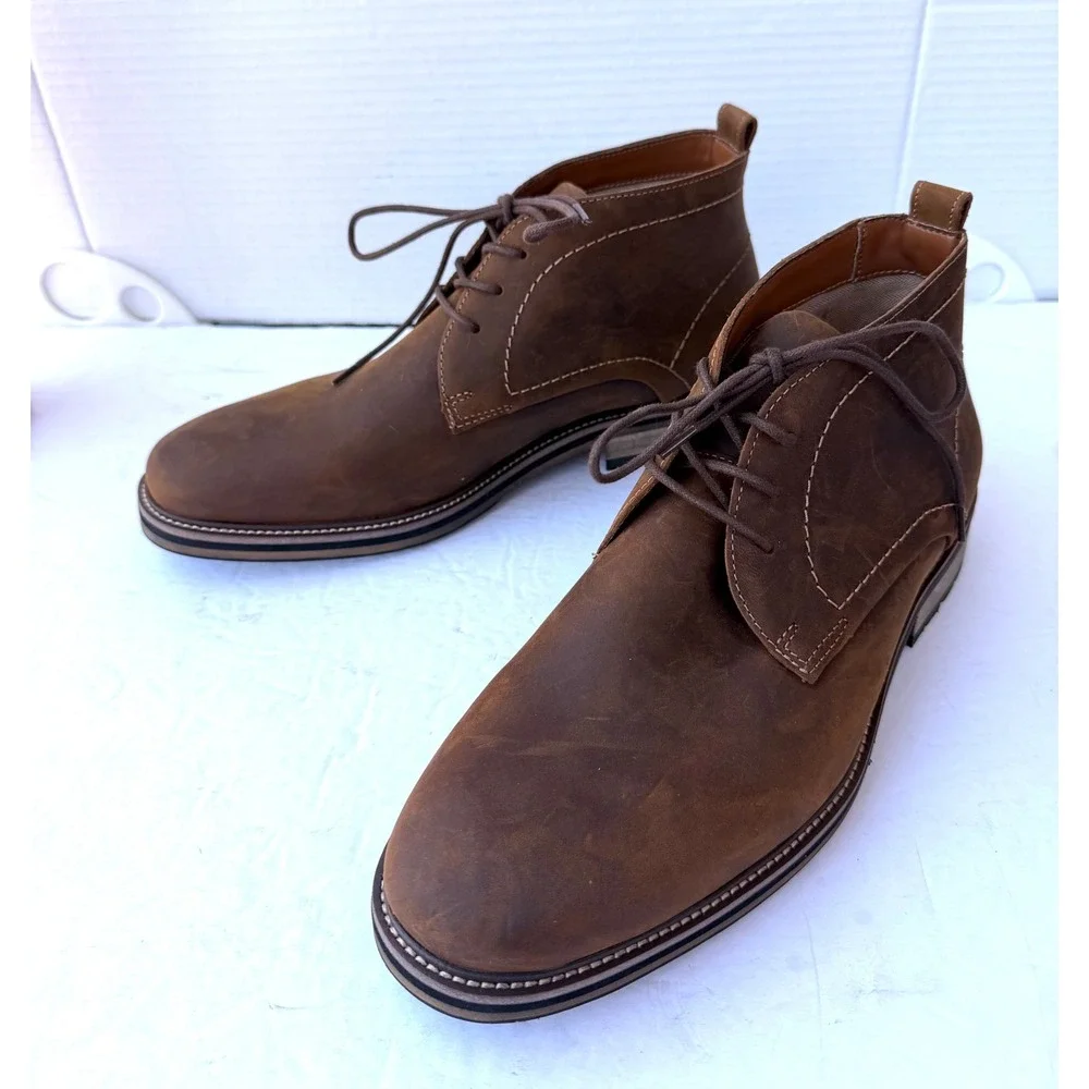 Steve Madden Brown Leather Lace Up New Tabriz Chukka‎ Mens 11 Ankle Boots